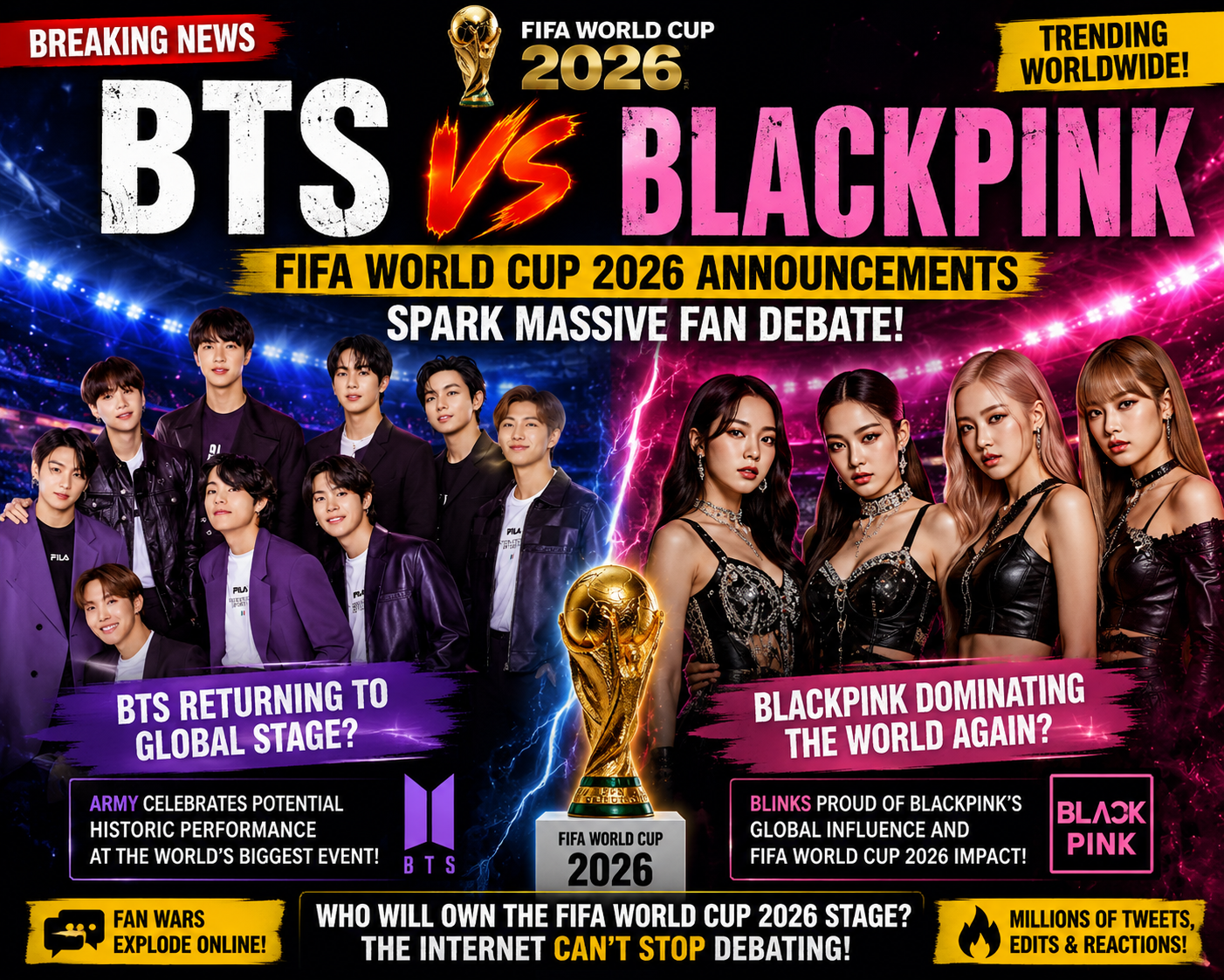 BLACKPINK vs BTS? FIFA World Cup 2026 Announcements Spark Massive Fan Debate Online