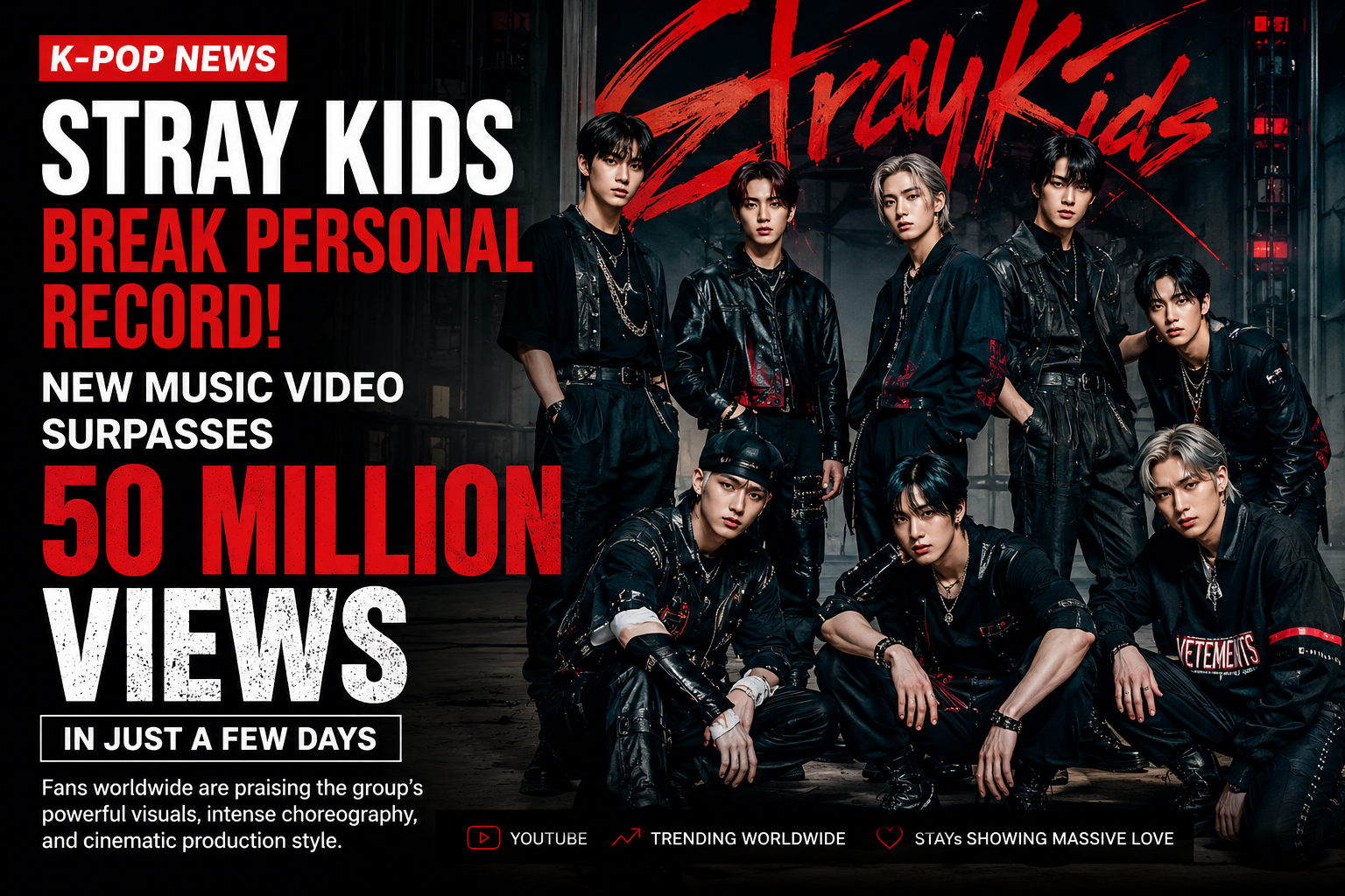 Stray Kids Break Personal Record as New Music Video Surpasses 50 Million Views in Days