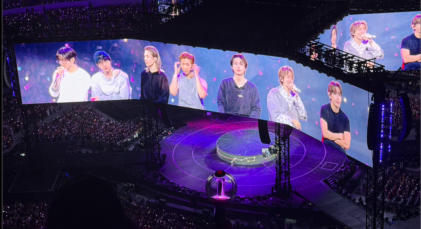 BTS perform as seven at SoFi Stadium in Los Angeles.